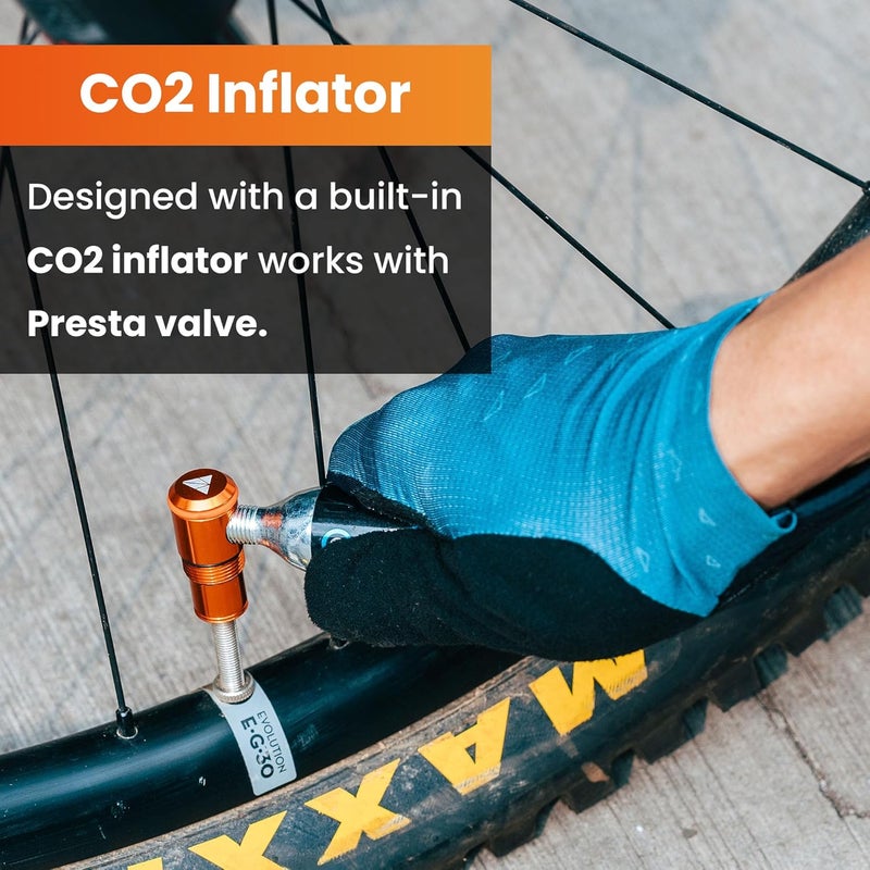 Granite Suture Aero Tire Plug Kit with Integrated CO2 Inflator, Tubeless Tire Repair Kit with 2 Size Plugs, CO2 Tire Inflator Works with Presta Valve - Image 4